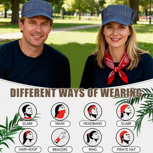Train Conductor Hat With Paisley Bandana Adult 2PCS-Halloween Train Conductor Costume Kit With Conductor Hat&Kerchief for Dress Up Cosplay,Birthday Party,Masquerade Balls,Christmas in Kuwait