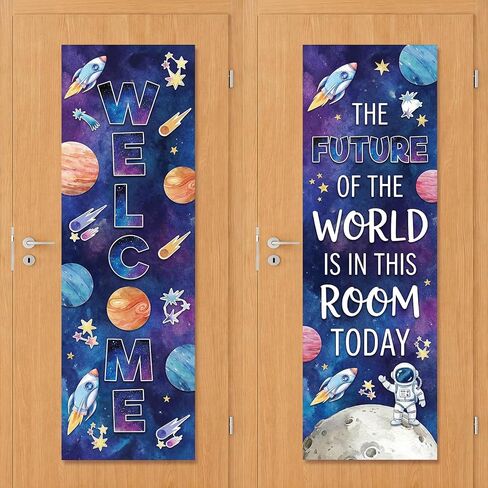 Tiamon 2 Pcs Classroom Door Window Cover Back to School Decorations Blackout Window Shade Welcome Door Sign Darkening Curtain for Classroom Office School Room Decor, 11.8 x 39.4 Inch (Color) in Saudi Arabia