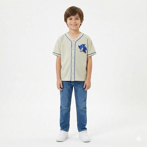 SEGA Sonic the Hedgehog Boys Baseball Jersey Button Down Shirt for Big Kids in Kuwait