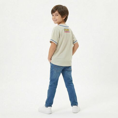 SEGA Sonic the Hedgehog Boys Baseball Jersey Button Down Shirt for Big Kids in Kuwait