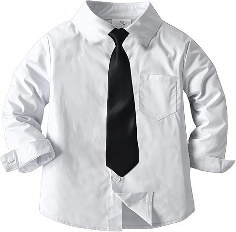 Boys Button Down Oxford Shirt Long Sleeve Formal Uniform Dress Shirts Standard Fit Summer Kids Clothing in Saudi Arabia