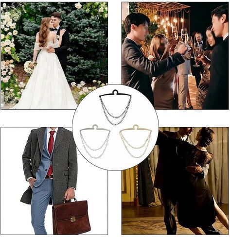 3 Pcs Tie Clips for Men, Tie Chain with Ring Clasps, Gold Silver Black Necktie Holder for Business Wedding in Saudi Arabia