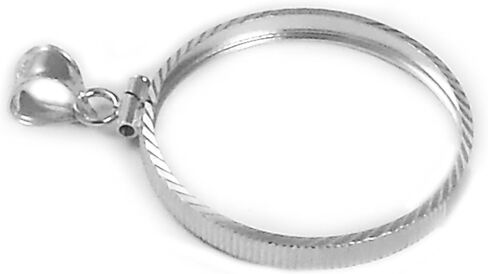 Sacagawea Golden Dollar Sterling Silver Diamond Cut Coin Bezel Frame Mount 26.50mm x 2mm in Saudi Arabia