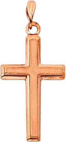 Plain Cross Pendant Solid 14k Rose Gold Classic Religious Charm Design Polished Genuine 22 x 13 mm in Kuwait