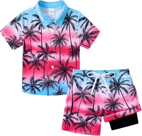 UNICOMIDEA Boys 4th of July Outfits Kids Patriotic Independence Day Tropical Short Sets for 5-12 Years in Saudi Arabia