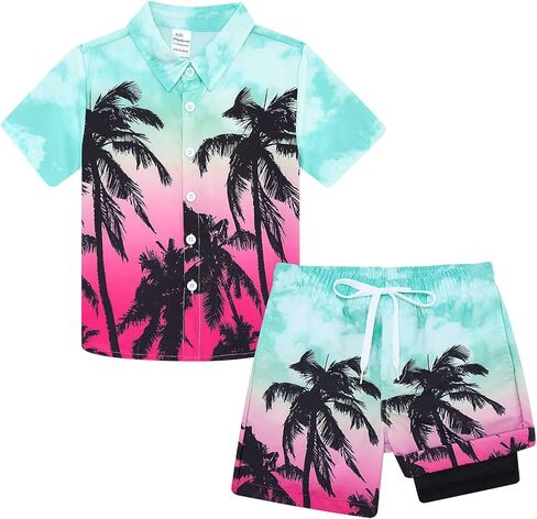 UNICOMIDEA Boys 4th of July Outfits Kids Patriotic Independence Day Tropical Short Sets for 5-12 Years in Saudi Arabia