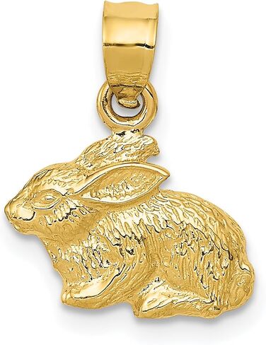 Real and Solid 14K Yellow Gold Polished Rabbit Pendant in Saudi Arabia