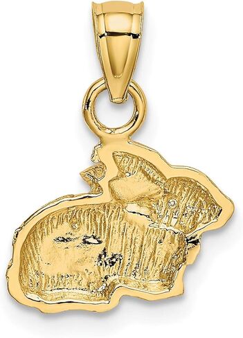 Real and Solid 14K Yellow Gold Polished Rabbit Pendant in Saudi Arabia
