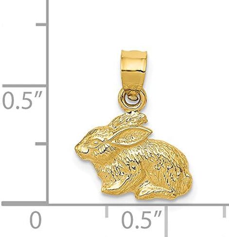 Real and Solid 14K Yellow Gold Polished Rabbit Pendant in Saudi Arabia