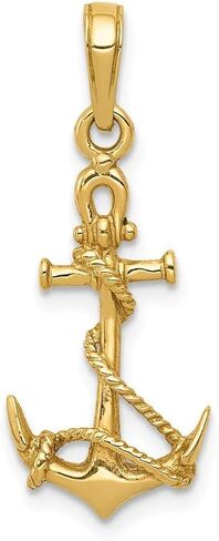 Roy Rose Jewelry 14K Yellow Gold 3-D Anchor with Shackle and Entwined Rope Pendant in Kuwait