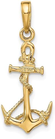 Roy Rose Jewelry 14K Yellow Gold 3-D Anchor with Shackle and Entwined Rope Pendant in Kuwait