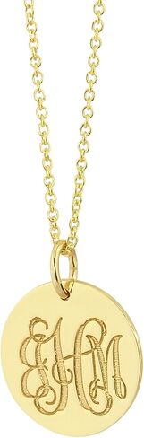 Soul Jewelry Monogrammed 3 Initials 5/8 Inch Disc Charm Pendant Solid 14k Gold Laser Engraving GC07 in Saudi Arabia