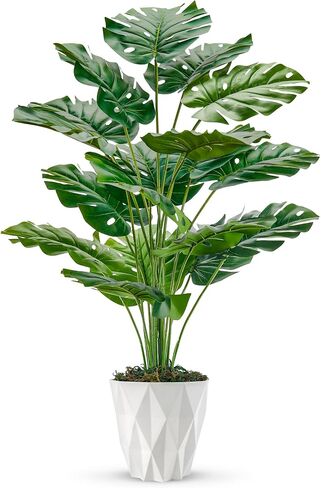 Der Rose 28" Tall Fake Plants Large Artificial Monstera Faux Potted Plants Indoor with White Pot for Home Office Living Room Decor in Kuwait