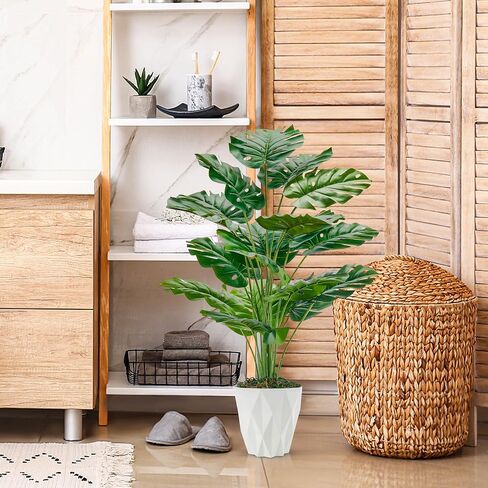 Der Rose 28" Tall Fake Plants Large Artificial Monstera Faux Potted Plants Indoor with White Pot for Home Office Living Room Decor in Kuwait
