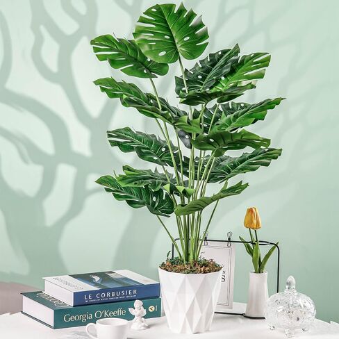 Der Rose 28" Tall Fake Plants Large Artificial Monstera Faux Potted Plants Indoor with White Pot for Home Office Living Room Decor in Kuwait