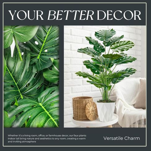 Der Rose 28" Tall Fake Plants Large Artificial Monstera Faux Potted Plants Indoor with White Pot for Home Office Living Room Decor in Kuwait