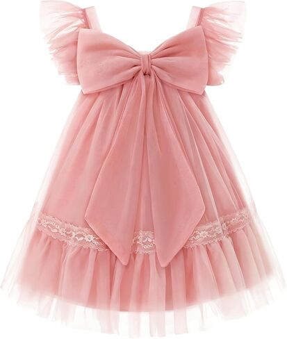 Toddler Girl Tulle Dress Ruffle Sleeveless Summer Girls' Dresses Birthday Wedding Casual 18M-6Y in Saudi Arabia