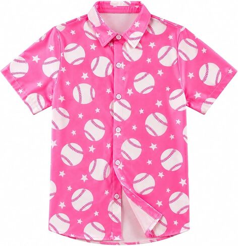 Cozople Boys Hawaiian Shirt Short Sleeve Button Down 3D Print Tropical Aloha Luau Shirts for Kids Summer Beach 5-14 Years in Kuwait