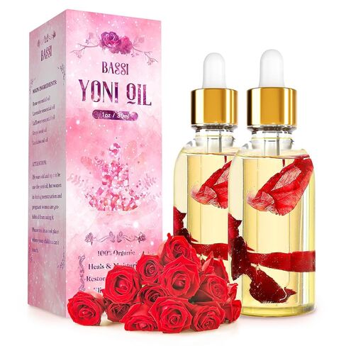 BASSI 2PCS Yoni Oil Organic Feminine Oil Vaginal Moisturizer - Ph Balance for Women - Feminine Deodorant - Eliminates Odor With Strawberry Essential Oil, All Natural Yoni Oil (Strawberry) in Saudi Arabia