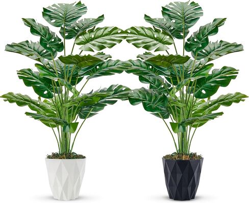 Der Rose 28" Tall Fake Plants Large Artificial Monstera Faux Potted Plants Indoor with White Pot for Home Office Living Room Decor in Kuwait