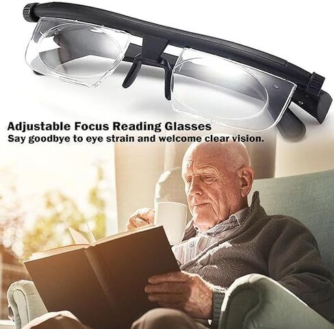 Adjustable Reading Glasses for Women and Men - Designed for Reading, Driving & Travel, Portable, Durable & Stylish（Black） in Kuwait