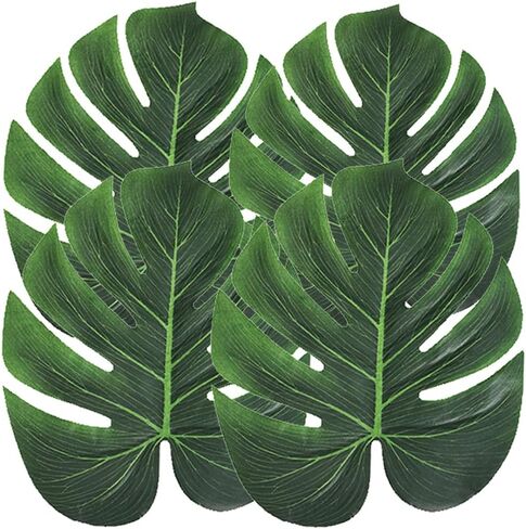 54 Pieces 7 Kinds Artificial Tropical Leaf Jungle Leaves Plant Safari Leaves Decorations Fake Palm Leaf with Stems for Hawaiian Luau Party Table Beach Birthday Wedding Theme Party Decorations in Saudi Arabia