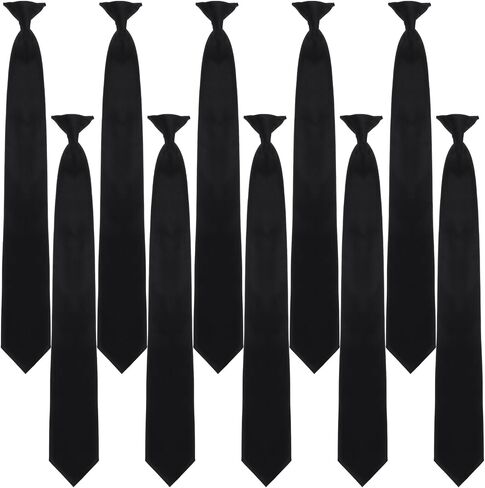 Clip on Ties for Men, 10 Pack Black Tie Clip on Neckties, 20 Inch Pre-Tied Formal Skinny Black Tie Clips for Office Wedding Uniform in Kuwait