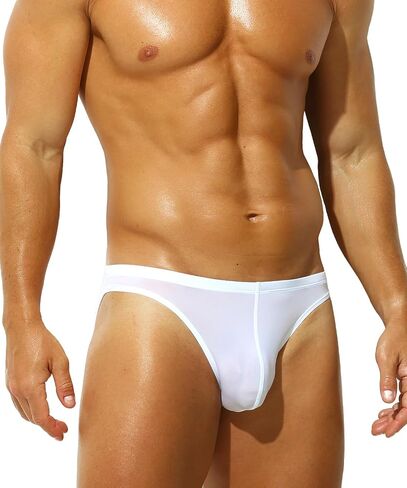 Men's Sexy See-through Bikini Briefs Low Rise Ice Silk Sheer Ultra Thin Soft Bulge Pouch Underwear in Saudi Arabia