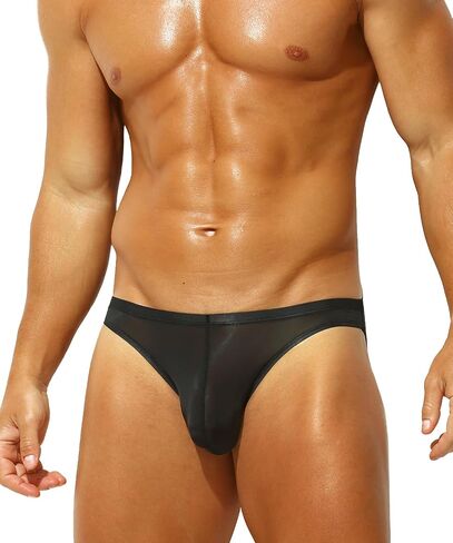 Men's Sexy See-through Bikini Briefs Low Rise Ice Silk Sheer Ultra Thin Soft Bulge Pouch Underwear in Saudi Arabia