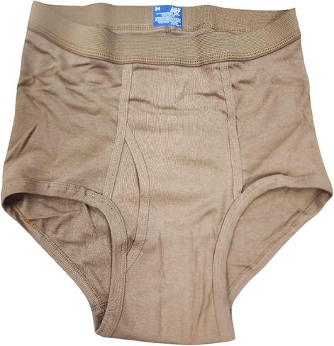Made in USA 3 Pair Men's Cotton Briefs Size 34 (Color Brown) Genuine Military Issue Item in Kuwait