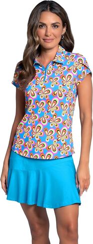IBKUL Athleisure Wear Sun Protective UPF 50+ Icefil Cooling Arya Print Tulip Sleeve Polo - 45109 in Kuwait