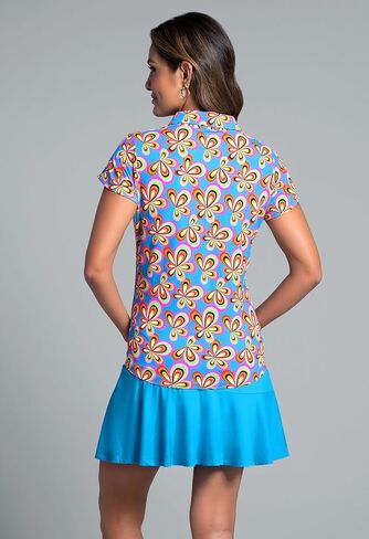 IBKUL Athleisure Wear Sun Protective UPF 50+ Icefil Cooling Arya Print Tulip Sleeve Polo - 45109 in Kuwait