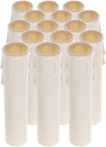 Ipetboom 15pcs Plastic Candle Drip Protectors for Chandeliers, White 30x100mm Candle Socket Covers, Drip Sleeve Tubes for Candelabra Light Fixtures in Home Décor in Kuwait