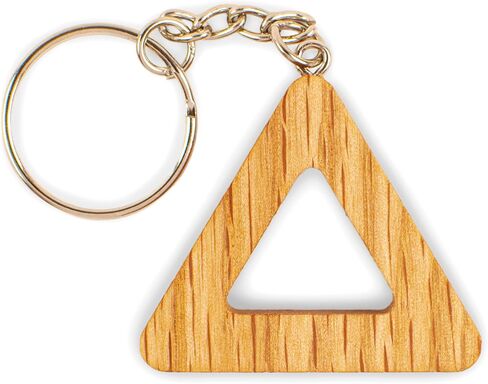 Solid Oak Triangle Keychain, Handmade Wooden Geometric Key Ring, Minimalist Gift for Men and Women, 1.7 x 1.4 x 0.3 Inches in Saudi Arabia