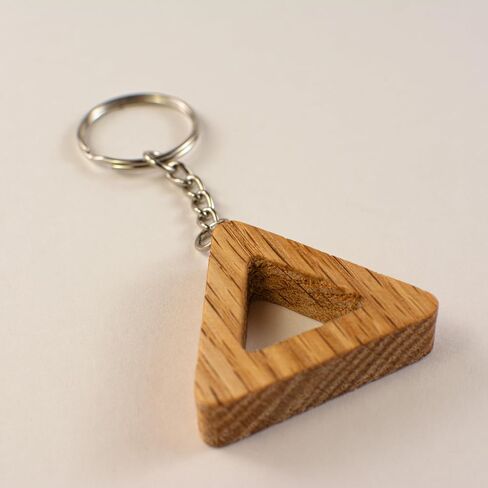 Solid Oak Triangle Keychain, Handmade Wooden Geometric Key Ring, Minimalist Gift for Men and Women, 1.7 x 1.4 x 0.3 Inches in Saudi Arabia