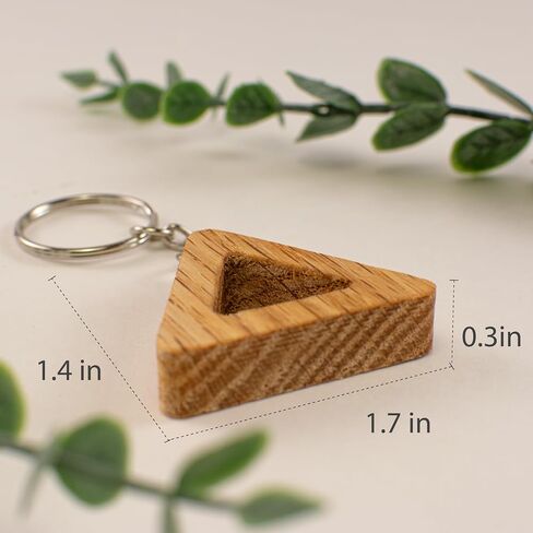 Solid Oak Triangle Keychain, Handmade Wooden Geometric Key Ring, Minimalist Gift for Men and Women, 1.7 x 1.4 x 0.3 Inches in Saudi Arabia