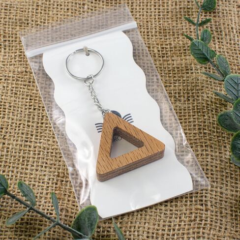 Solid Oak Triangle Keychain, Handmade Wooden Geometric Key Ring, Minimalist Gift for Men and Women, 1.7 x 1.4 x 0.3 Inches in Saudi Arabia