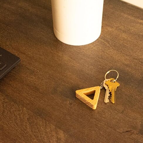 Solid Oak Triangle Keychain, Handmade Wooden Geometric Key Ring, Minimalist Gift for Men and Women, 1.7 x 1.4 x 0.3 Inches in Saudi Arabia