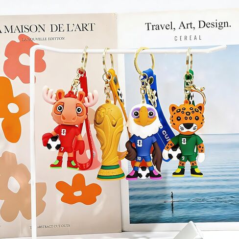 4Pcs World Cup Keychain, PVC Cartoon Mascot Keychains, Soccer Fans Souvenir for Backpack Key Key Chain Accessories Car Charms in Saudi Arabia