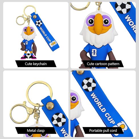 4Pcs World Cup Keychain, PVC Cartoon Mascot Keychains, Soccer Fans Souvenir for Backpack Key Key Chain Accessories Car Charms in Saudi Arabia