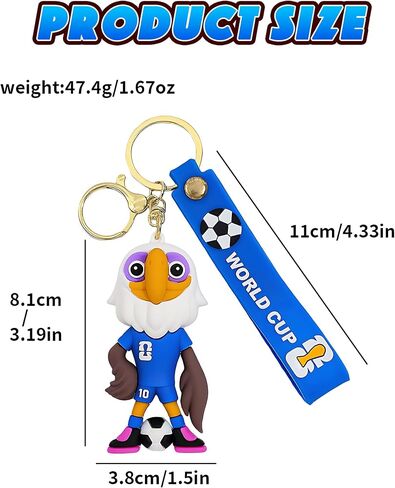 4Pcs World Cup Keychain, PVC Cartoon Mascot Keychains, Soccer Fans Souvenir for Backpack Key Key Chain Accessories Car Charms in Saudi Arabia