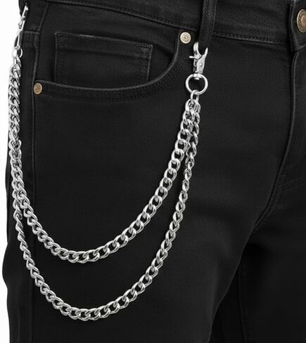 Wallet Chain & Pants Chain for Jeans, Heavy Duty Hip Hop Punk Biker Streetwear Clothing Accessories in Saudi Arabia