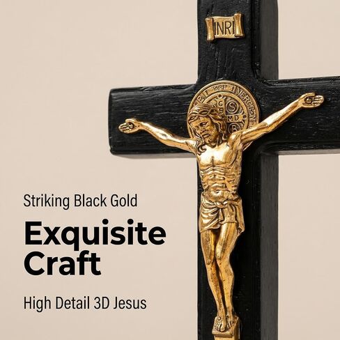 PHYUKEY Wooden Wall Cross with Jesus Christ Small 5.5in Standing Crucifix with Detachable Stand for Wall Hanging or Tabletop Display, Christian Gift & Catholic Home Decor in Kuwait