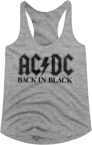 ACDC Back in Black Gray Heather Ladies Racerback Tank Top Tee in Kuwait