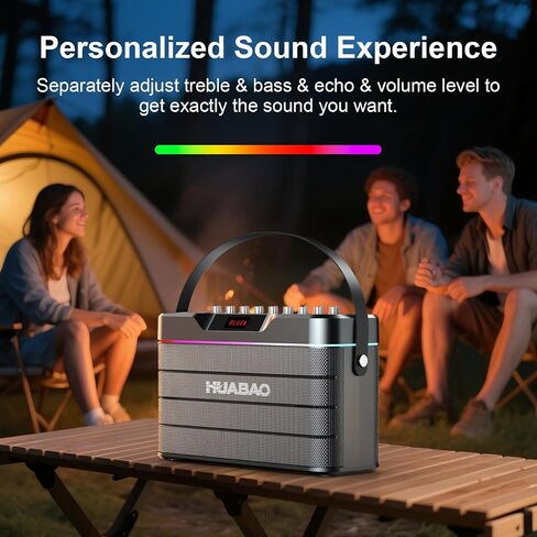 Karaoke Machine - 100W Super Bass Bluetooth Speaker with 2 Wireless Microphones, Portable PA System with LED Lights, Professional Loudspeaker, Supports TWS Pairing, and Bass/Treble/Echo Adjustment in Saudi Arabia