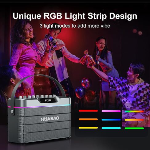 Karaoke Machine - 100W Super Bass Bluetooth Speaker with 2 Wireless Microphones, Portable PA System with LED Lights, Professional Loudspeaker, Supports TWS Pairing, and Bass/Treble/Echo Adjustment in Saudi Arabia