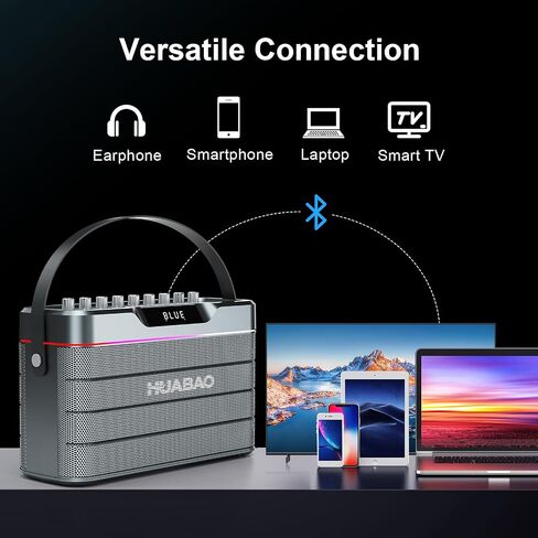 Karaoke Machine - 100W Super Bass Bluetooth Speaker with 2 Wireless Microphones, Portable PA System with LED Lights, Professional Loudspeaker, Supports TWS Pairing, and Bass/Treble/Echo Adjustment in Saudi Arabia