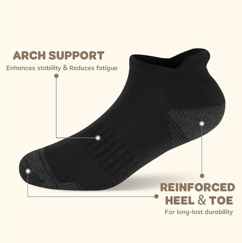 12 Pairs Boys Socks With Cushioned Sole Boys Ankle Socks for 4-6 6-8 8-10 Years Old Kids Athletic Socks Black in Saudi Arabia