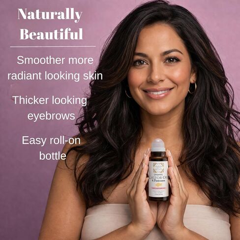 Organic Castor Oil + Frankincense Roll-On with Rose Quartz Roller | Glass Bottle, Cold Pressed, Hexane Free | Moisturize Skin, Help Improve Appearance of Fine Lines, Wrinkles & Eyebrows | Face & Body in Kuwait