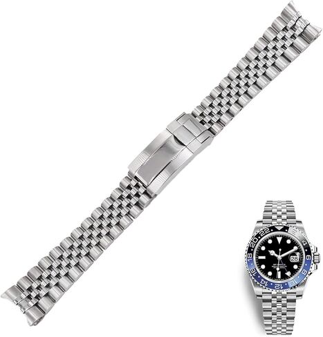 20 21mm Stainless Steel Replacement Wrist watchband Strap Bracelet Jubilee with Oyster Clasp For Rolex GMT Master II DATE JUST in Saudi Arabia